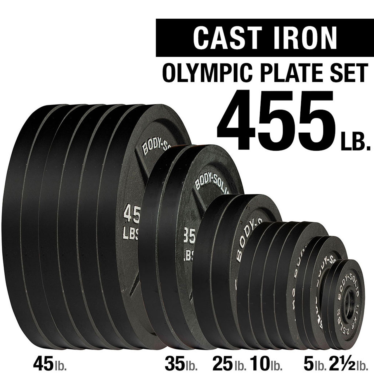 Body-Solid 455 lbs of Olympic Weight Plates Fitness Factory