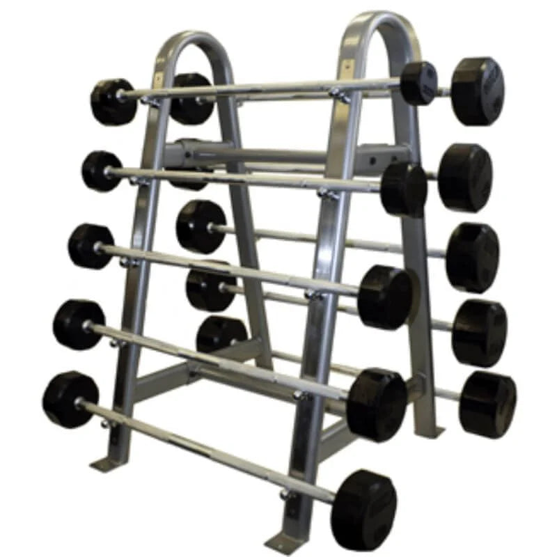 TROY COMMPAC-TSBR110 20lbs-110lbs 12-Sided Rubber Straight Barbell Set with Rack