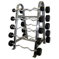 Load image into Gallery viewer, TROY COMMPAC-TZBR110 12-Sided Rubber Encased Curl Barbell Set with Horizontal Barbell Rack
