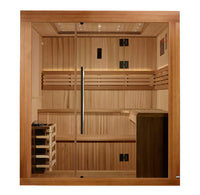 Load image into Gallery viewer, Golden Designs 2025 Updated "Osla Edition" GDI-7689-02 6 Person Traditional Sauna - Canadian Red Cedar Interior and Pacific Premium Clear Cedar Exterior
