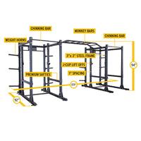 Load image into Gallery viewer, Body-Solid Pro ClubLine SPR1000DBBACK Double Power Racks with Rear Extensions and Monkey Bars
