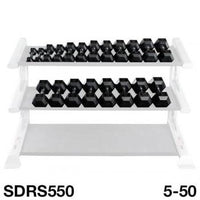Load image into Gallery viewer, Body Solid 5-50 lb. Rubber Hex Dumbbell Set (SDRS550)
