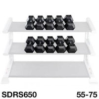 Load image into Gallery viewer, Body Solid 55-75 lb. Rubber Hex Dumbbell Set (SDRS650)
