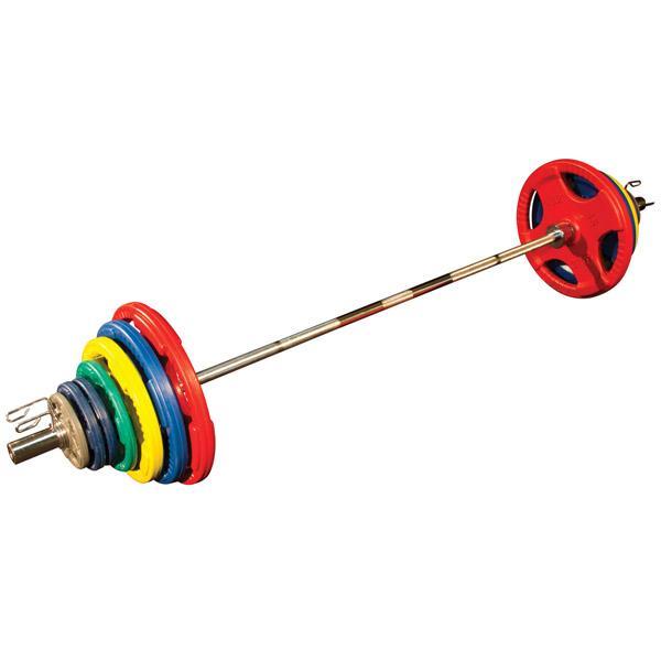 300 lb. Olympic Color Grip Weight Plate Set with 7' Bar (ORC300S)