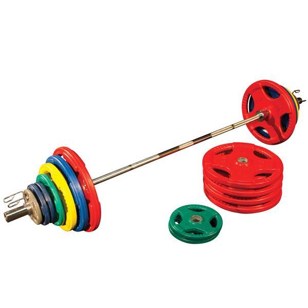 500 lb. Olympic Color Grip Weight Plate Set with 7' Barbell (ORC500S)