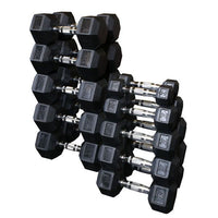 Load image into Gallery viewer, Body Solid 5-50 lb. Rubber Hex Dumbbell Set (SDRS550)
