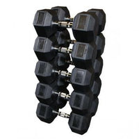 Load image into Gallery viewer, Body Solid 5-100 lb. Rubber Hex Dumbbell Set 
