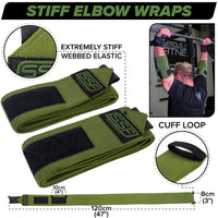 Load image into Gallery viewer, Serious Steel Fitness Stiff Elbow Wraps 47&quot; (Pair)
