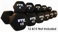 Load image into Gallery viewer, VTX 1-10lb Black Neoprene Aerobic Dumbbell Set with Compact Rack - THD-NPAC
